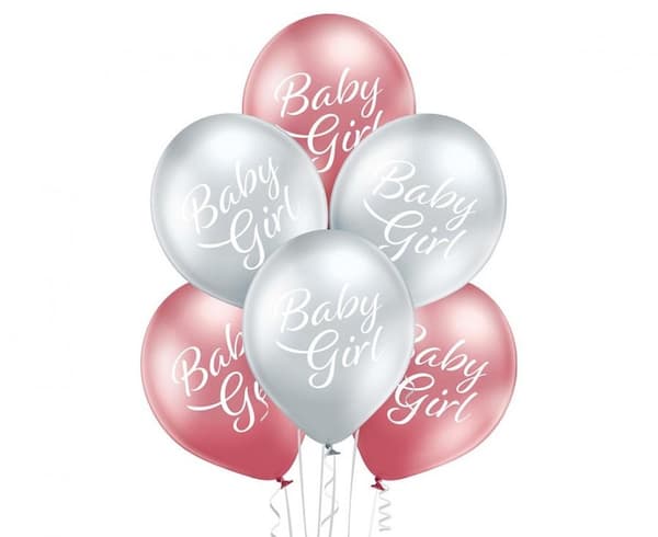 Baby Girl Glansiga ballonger, 6 stycken 12 tum (30 cm)