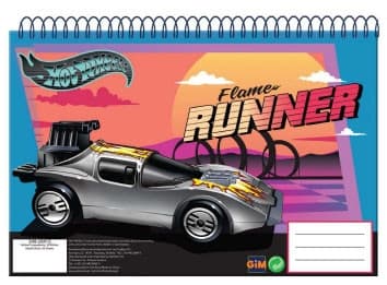 Hot Wheels Flame Runner A4 Spiralblock för skisser, 30 sidor