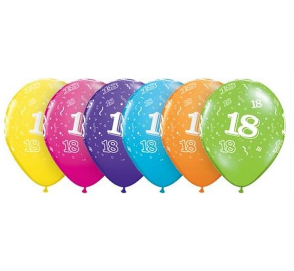 Glad Födelsedag Pastellmix Färgglada 18-årsballonger, 6 st 11 tum (28 cm)