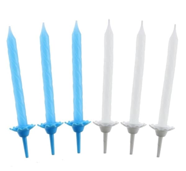 Blå Tårtljusset med Färgade Mönster 4-pack