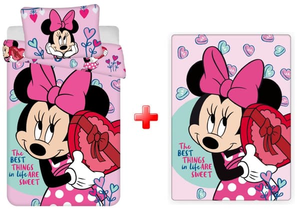 Barns sängkläder och fleecefiltset med Disney Minnie Sweets