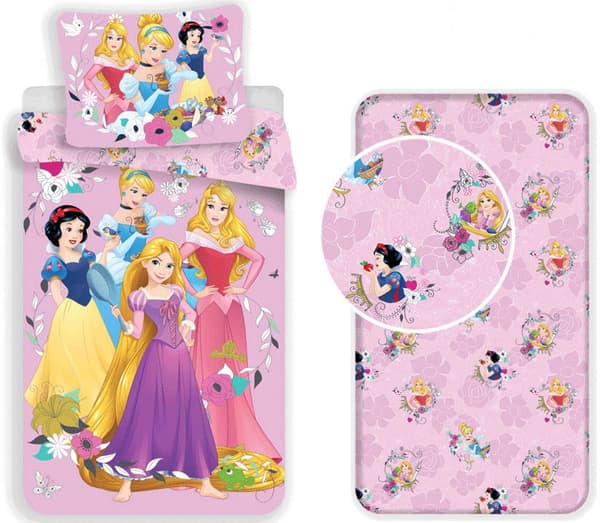 Disney Princess sängset med påslakan och quiltat lakan