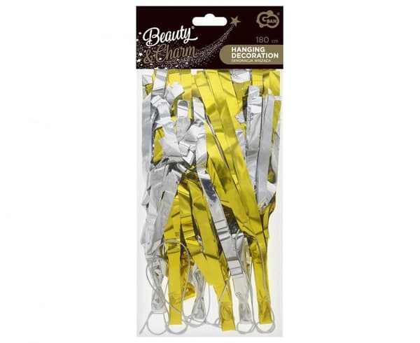 Party B&C Guld-Silver, Guld-Silver Band Dekoration 180 cm