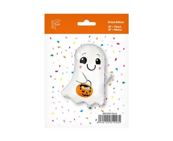 Skrämmande Halloween-spöke med hink, folieballong 75 cm