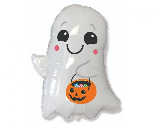Skrämmande Halloween-spöke med hink, folieballong 75 cm