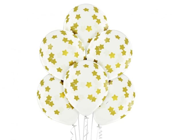 Stjärnballonger i färg, set med 6 st, 30 cm (12 tum)