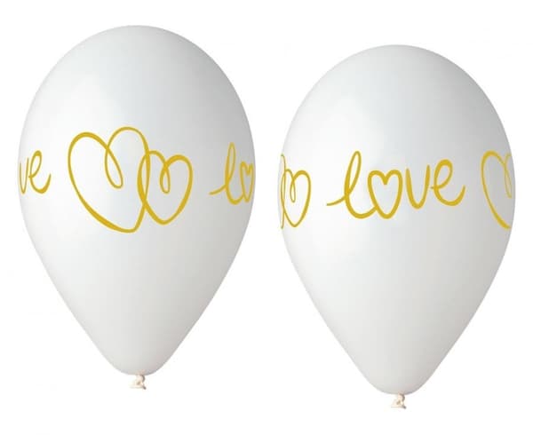 Kärleksvita ballonger, 5 st 33 cm (13 tum)