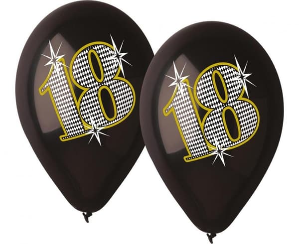 Grattis på födelsedagen - Svart Grattis på födelsedagen 18 ballonger, 5 st 12 tum (30 cm)