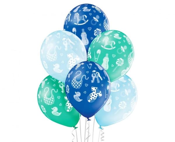 Baby Boy Blå Ballonger, 6 st 30 cm (12 tum)