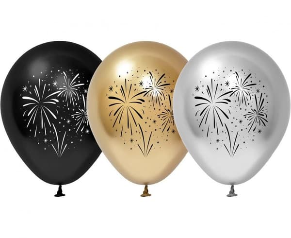 B&C Fireworks ballonger i färg, 5 st 12 tum (30 cm)