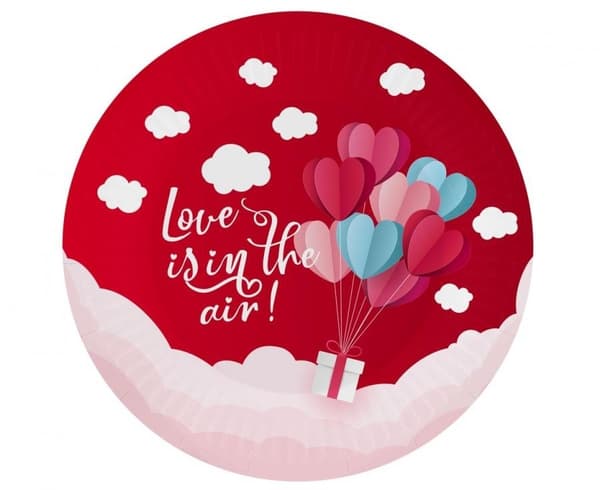 Love Love Is In The Air Röda papperstallrikar 6 st 18 cm