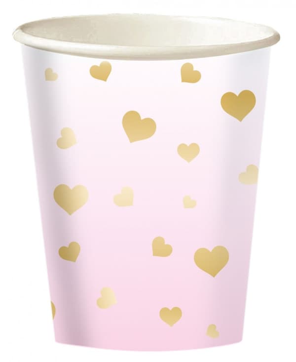 Pappermuggar Rosa Ombre För Första Födelsedagen 8 st 250 ml