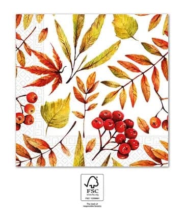 Servetter med blommor och löv, 20 st, 33x33 cm, FSC-certifierade