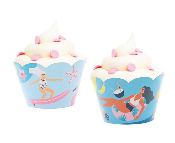 Muffinsdekorset Summer Surfing, 6 stycken