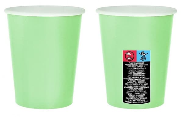 Mintgrön pappmugg i enfärgade, 14-pack, 270 ml