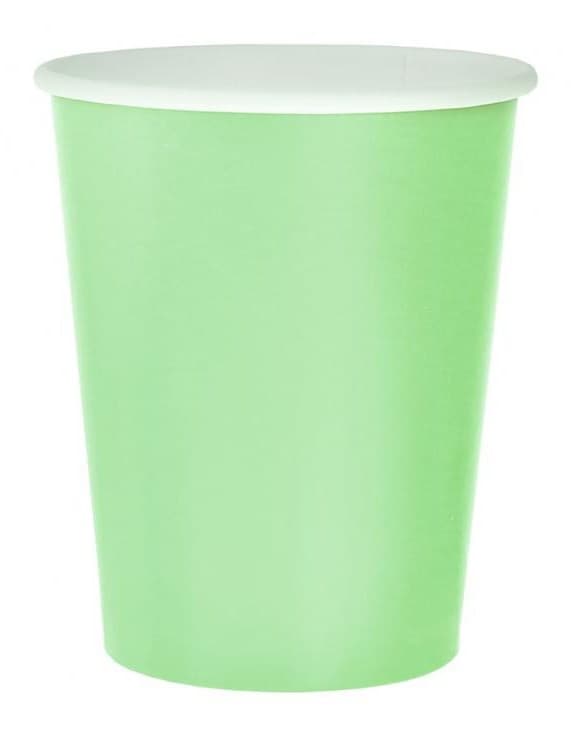 Mintgrön pappmugg i enfärgade, 14-pack, 270 ml