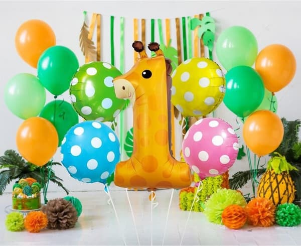 Giraff Folieballong Set med 5 Dela – Djurmotiv