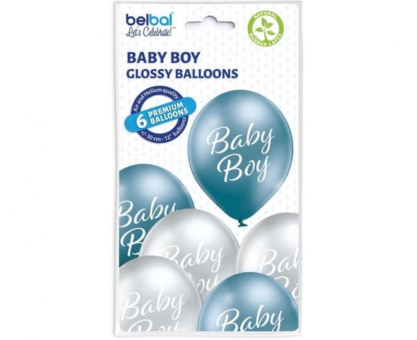 Ballonger Baby Boy, 6 st 12 tum (30 cm)