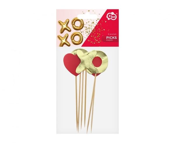 XOXO Röd dekorativ stick, 6-pack