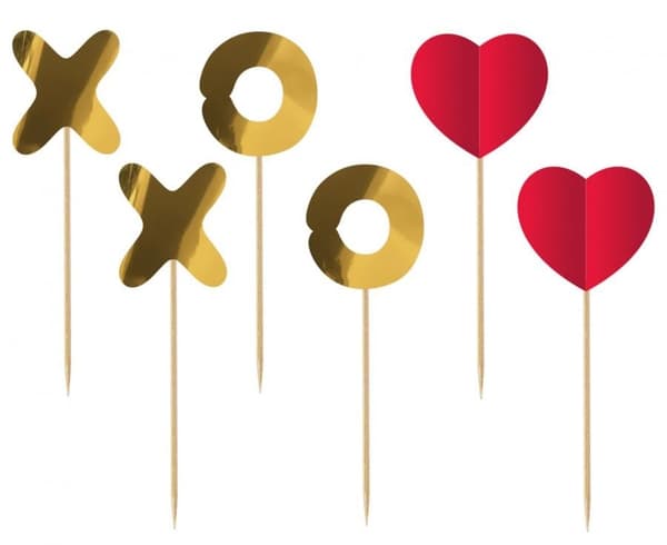 XOXO Röd dekorativ stick, 6-pack