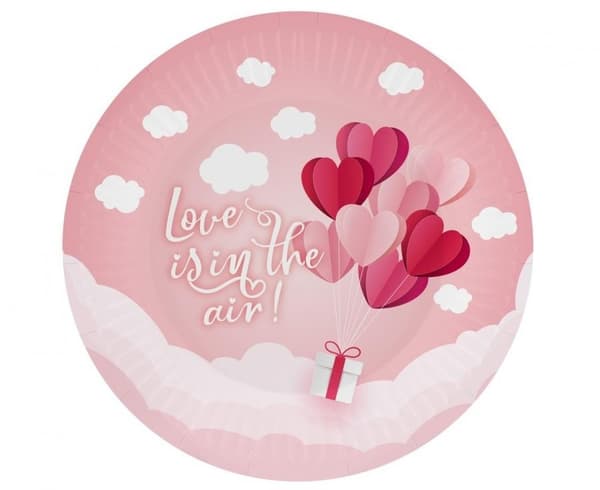 Love Love Is In The Air rosa papptallrikar, set om 6, 18 cm