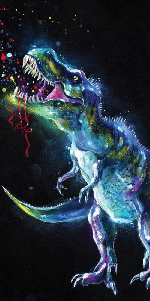 Neon Dinosaur handduk, strandhandduk 70*140 cm