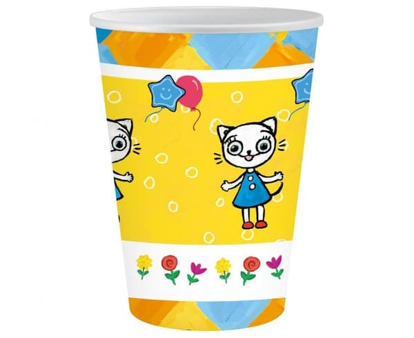 Pappermuggar med kattmotiv 6 stycken 250 ml