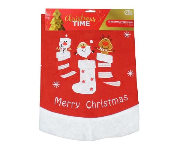 Röd julskirt i trä, matta 80 cm