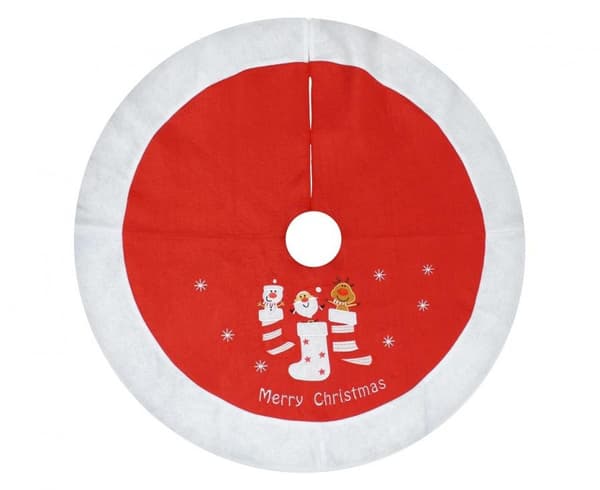 Röd julskirt i trä, matta 80 cm