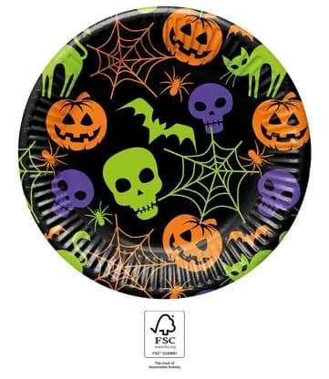 Halloween Happy papperstallrikar 8 st 23 cm FSC