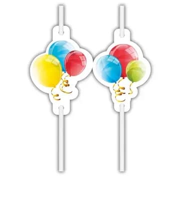 Ballong, glittrande papperssugrör, set om 4