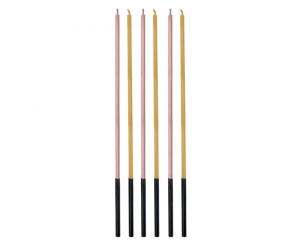 Metallisk rosa färg, rosa tårta ljus, set med 6 ljus