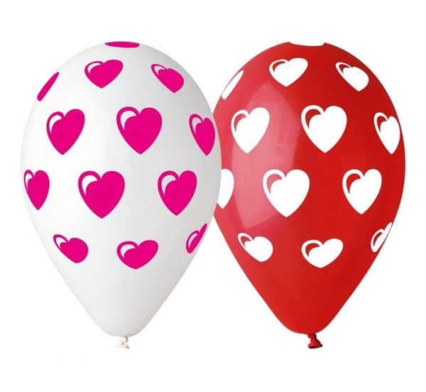 Hjärta Ballong Set, 5 stycken 12 tum (30 cm)