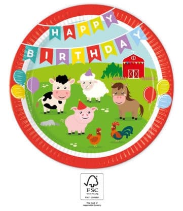 Farm Party pappers tallrikar 8 st 23 cm FSC