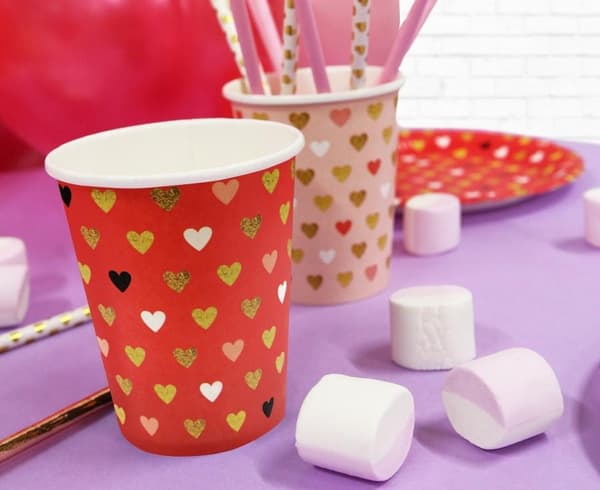 Röd pappersmugg set om 6, 250 ml - Love XOXO