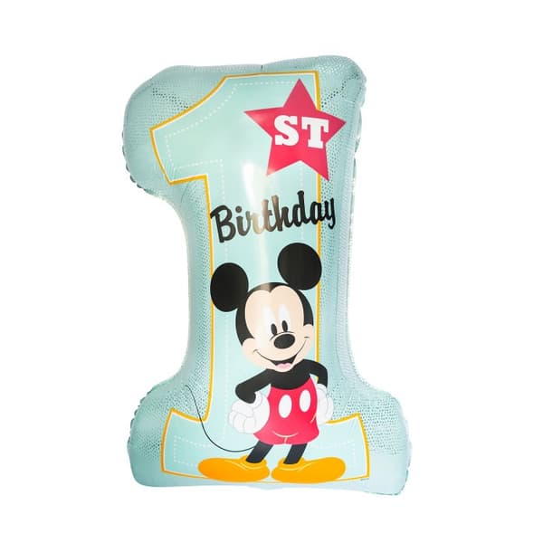 Disney Mickey Blå Folieballong för Första Födelsedagen 71 cm