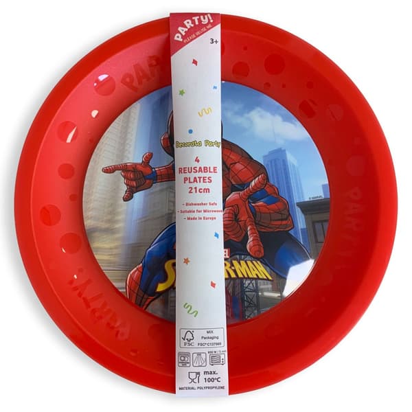 Spiderman Crime Fighter set med 4 mikropremium plasttallrikar 21 cm