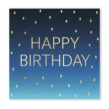 Happy Birthday Golden Blue servetter 20 st 33x33 cm FSC