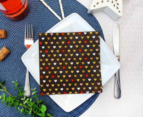 XOXO Love Svarta Servetter 20 st 33x33 cm