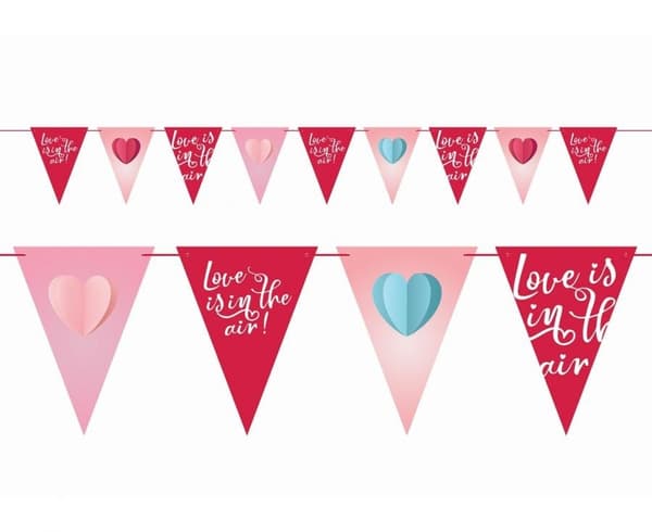 Banner med texten "Love Love is in the air" 270 cm