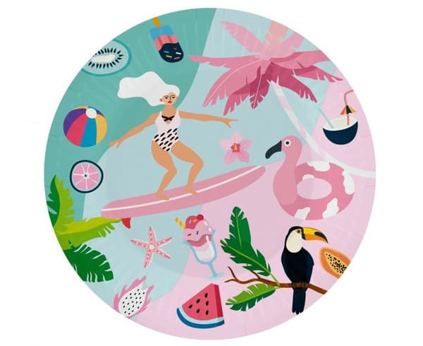 Sommar Surfing Pappers tallrikar 6 st 18 cm