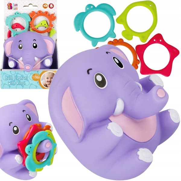 Badtackspejl med elefantbaby och ringar