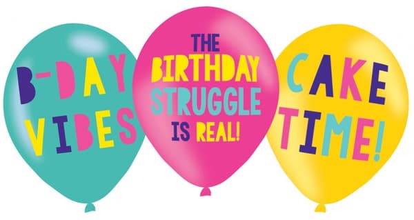 Glad födelsedag Ung och Fab Färgglad ballong, 6 st 11 tum (27,5 cm)