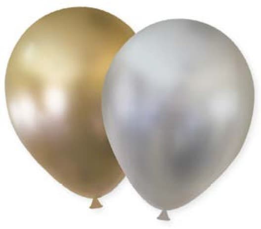 Happy Birthday, glänsande silver och guld ballong, 6-delars set