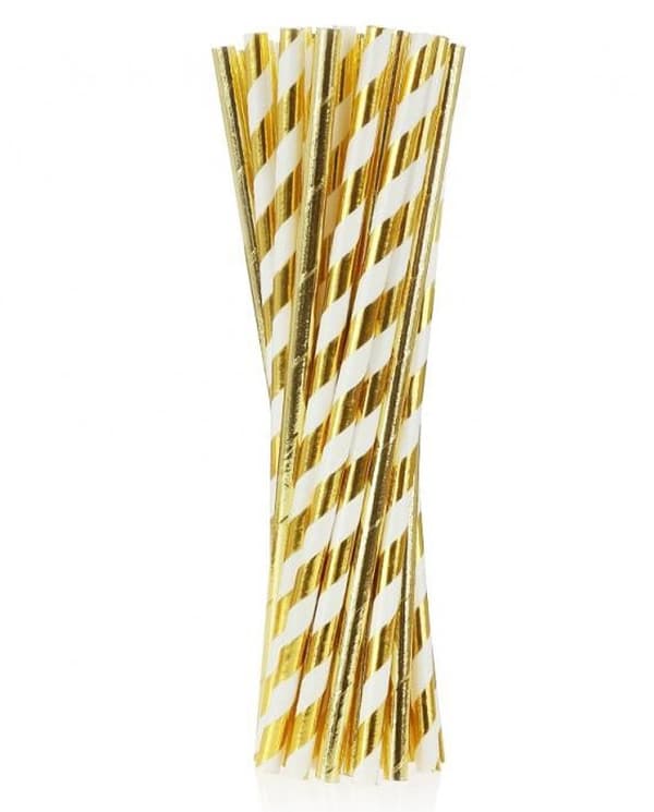 Guld Papperssugrör i Färgmix, 24-pack