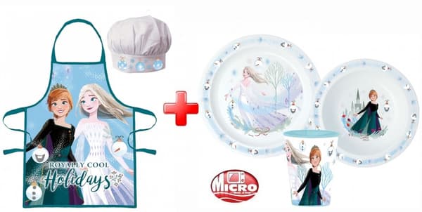 Disney Frost - Helt Cool Julförkläde och Plast Middagsset