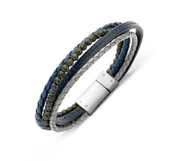 Herrenarmband i läder Victoria Blue