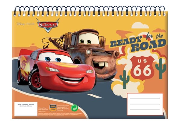Disney Cars Spiral Skissblock A/4, 30 Ark