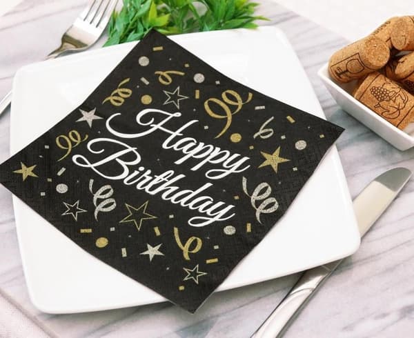 B&C Happy Birthday Servetter - 20-pack 33x33 cm