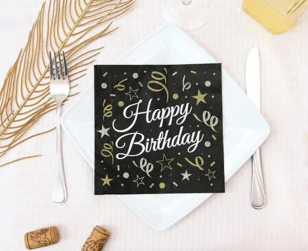 B&C Happy Birthday Servetter - 20-pack 33x33 cm